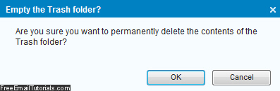 Final confirmation to delete emails from the Yahoo Mail Trash folder
