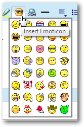 Insert emoticons smileys faces and icons in Yahoo Mail emails