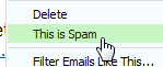 Marking a junk mail message as spam in Yahoo Mail