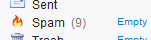 Sample junk mail messages in the Spam folder