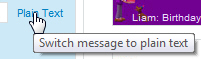 Switch email message to plain text in Yahoo Mail