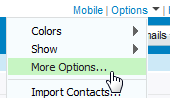 Access Yahoo Mail options