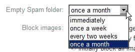 Empty spam options in Yahoo Mail