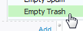 Right-click on any folder to empty the Trash