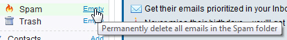 Empty the Spam folder from its junk emails