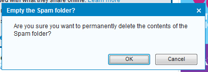 Yahoo Mail confirms before it empties the Spam folder