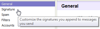 Open the signature settings in Yahoo Mail