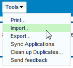 Go to Tools > Import from the Contacts tab