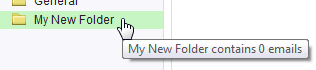 Yahoo Mail showing that the new folder contains no emails
