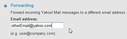 Add your mail forwarding email address in Yahoo Mail Classic