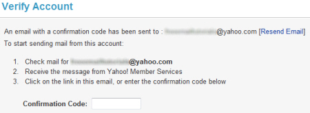 Confirm your forwarding email address with Yahoo