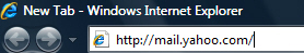 Access Yahoo Mail directly from the browser address bar (in this case, Internet Explorer)