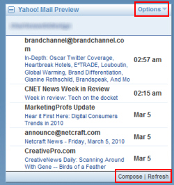 Preview your new emails directly from My Yahoo