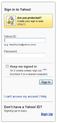The Yahoo Mail login