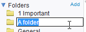 Yahoo Mail makes a folder editable text
