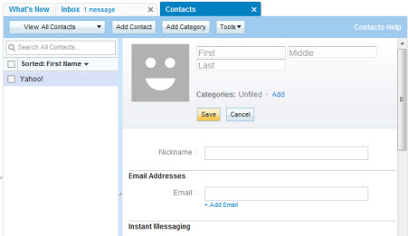 New contact form in Yahoo Mail
