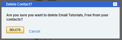 Final confirmation before deleting a contact from Yahoo Mail