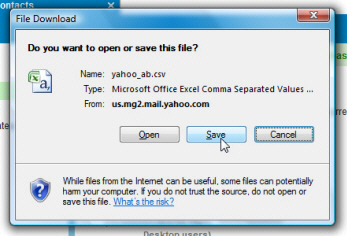Download your Yahoo address book file to your computer