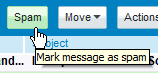 Click "Spam" to report an email as junk mail