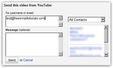 Send an email from YouTube