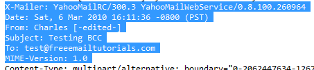 Bcc email headers in Yahoo Mail