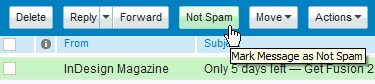 Mark the selected email as "Not Spam"