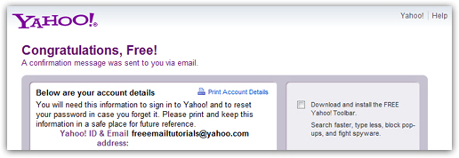 New Yahoo email address created!