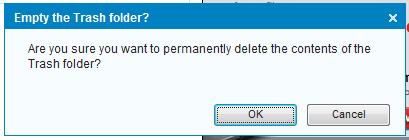 Final confirmation before emptying the Trash from its emails