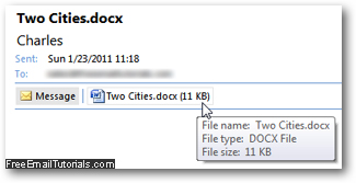 Get information about a Word document as email attachment in Outlook 2007