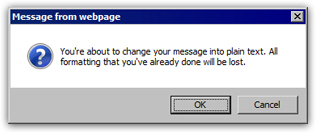 Confirm Hotmail to make the email message plain text