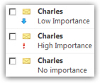 No importance, high importance, and low importance priority levels in email messages