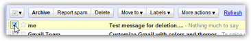 Select the email message you want to delete in Gmail