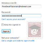 Windows Live Hotmail login page