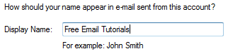 Enter your email account's display name for Windows Live Mail