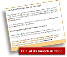 Historical screenshot of Free Email Tutorials in December 2005!