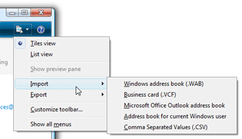 Choose a contact import format in Windows Live Contacts