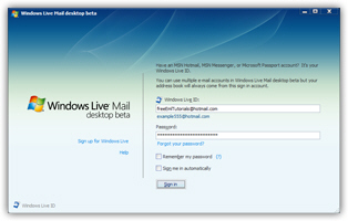 Windows Live setup screen