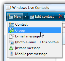 Creating a new contact group in Windows Live Mail