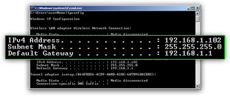 Get your current IP address in Windows with DOS and ipconfig