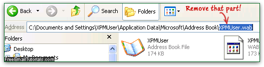 OE contacts folder location in Windows XP