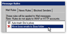 An obsolete email rule in Outlook Express