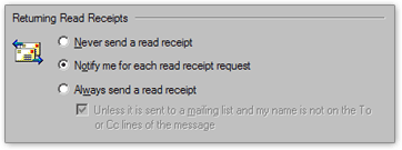 Incoming read receipt options in Outlook Express