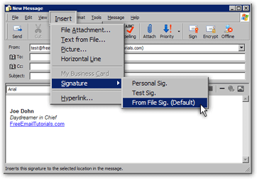 Manually inserting email signatures in Outlook Express