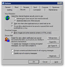 Outlook Express' security options