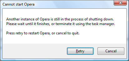Opera 9.5's new Store Init Failed error message