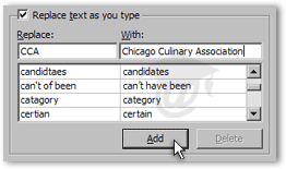 AutoCorrect (replace text) options in Outlook 2003