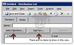 Email distribution list dialog in Outlook 2003