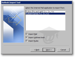 Importing emails, contacts and rules from Outlook Express to Outlook 2003