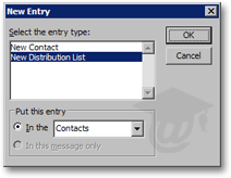 Creating a distribution list in Outlook 2003