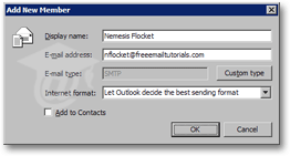 Adding a new distribution list member in Outlook 2003